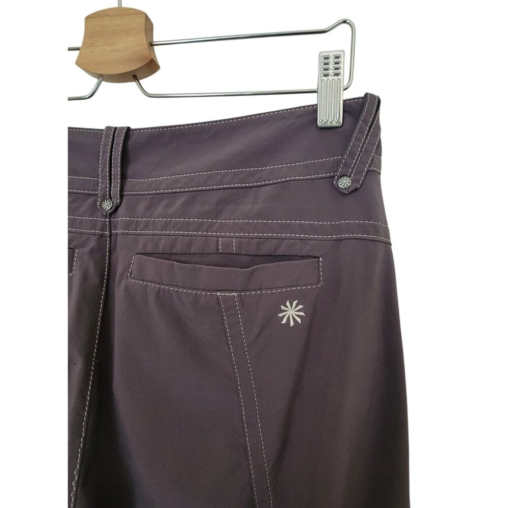 ATHLETA Brown Capri Athletic Pants w/ Tie Hem & Button Detail Women's Sz 10 - Picture 4 of 7